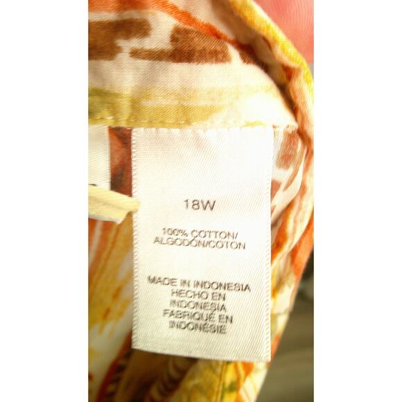 Alfred Dunner Woman 18W Button-down Long Sleeve Aztec Shirt Rust Olive Green - Picture 5 of 7